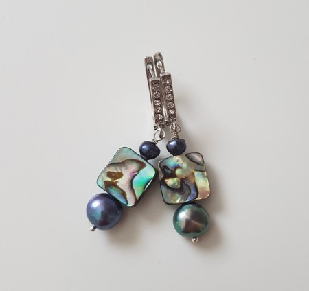 abalone schelpkraal met zwarte/paars parels